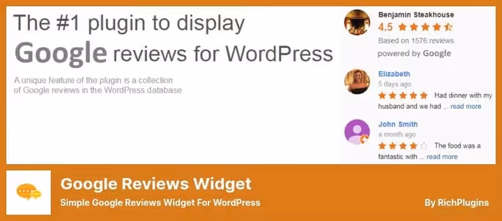 RichPluginsi Google Reviews vidin WordPressi saidil