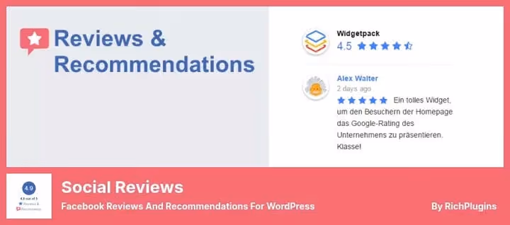 Віджет Facebook-відгуків Rich Plugins у бічній панелі WordPress