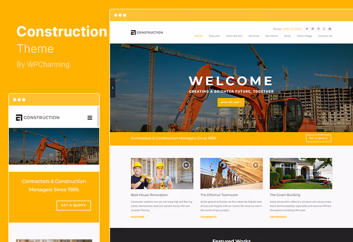 Демо Construction, універсальна тема для будбізнесу