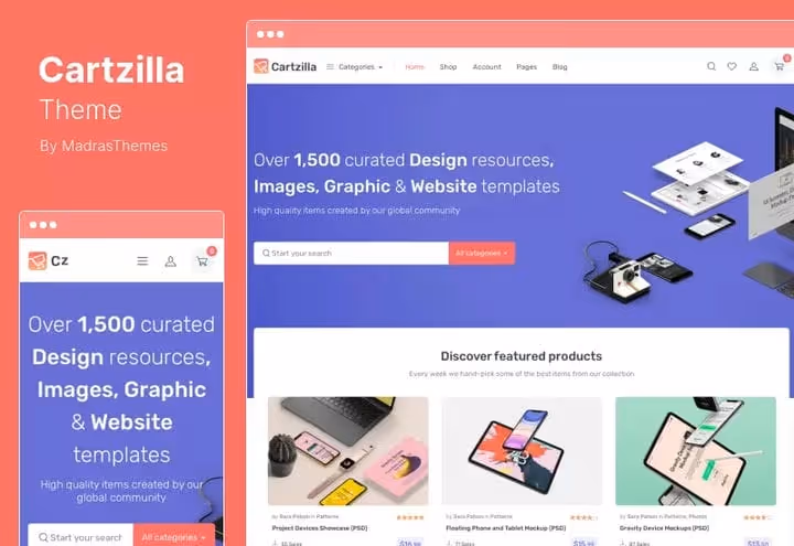 Cartzilla theme for WordPress marketplace and grocery delivery