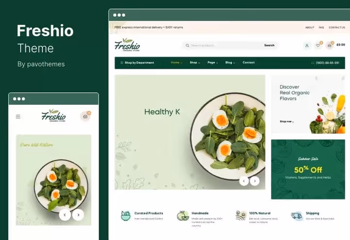 Freshio theme, Organic Food Store on Elementor with Mega Menu