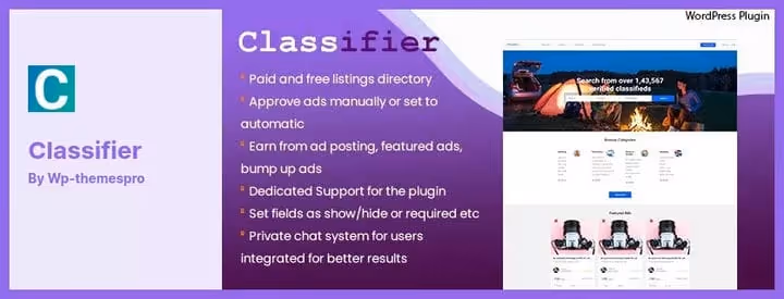 Classifier plugin esikülje mall: valmis kuulutustetahvel WordPressis