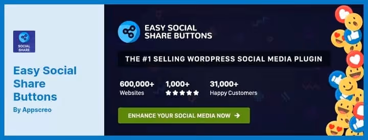 Painel de configuração do Easy Social Share Buttons