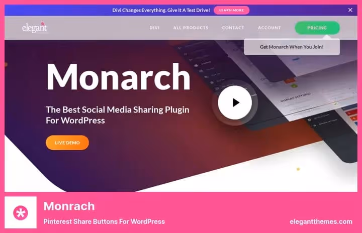 Janela de definições de design do botão do plugin Monarch