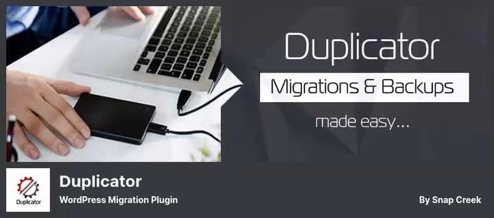 Assistente de criação de backup no plugin Duplicator para WordPress