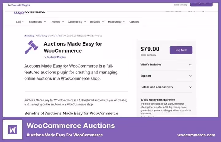 Painel de gestão do Auctions Made Easy para WooCommerce