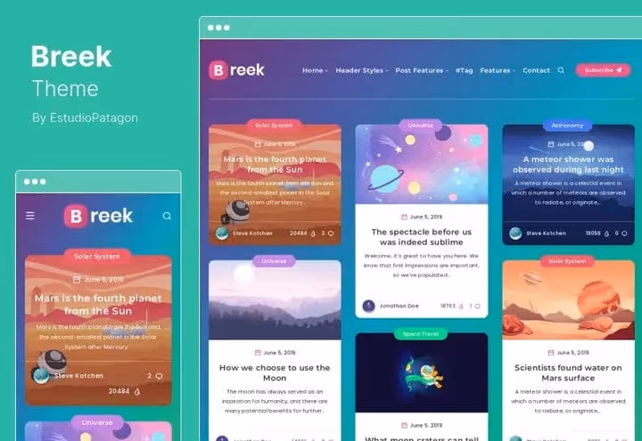 Breek theme: minimalistisk AMP-tema med mursteinsnett og Lazy Load