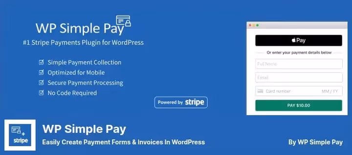 Formulário de pagamento Stripe no WP Simple Pay