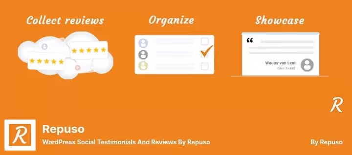 Repuso plugin for collecting reviews from 45 platforms in WordPress