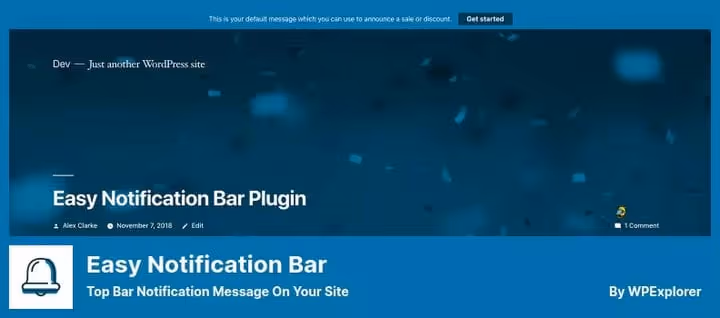 Easy Notification Bar top notification strip on site