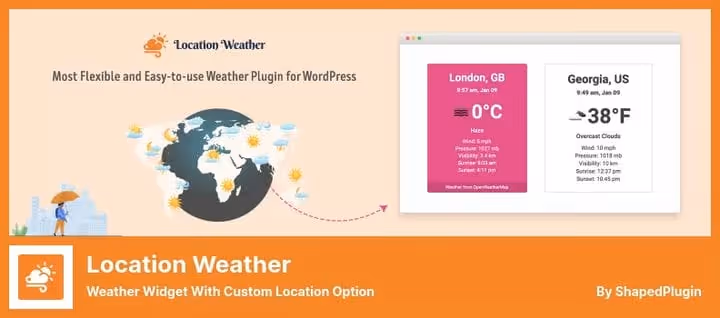 Widget Location Weather com previsão detalhada e índice de qualidade do ar