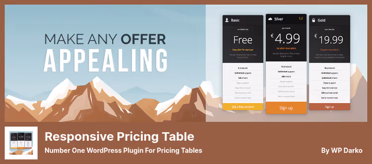 Responsive Pricing Table by WP Darko WordPressi administraatoris
