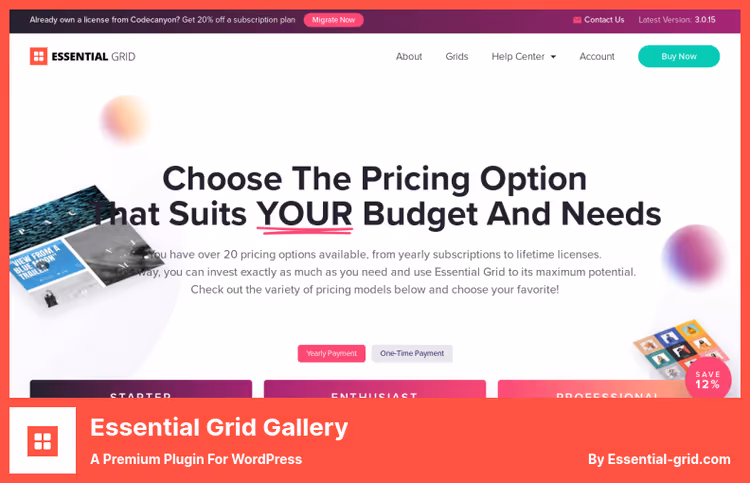 Essential Grid-galleri med filtre og animasjon
