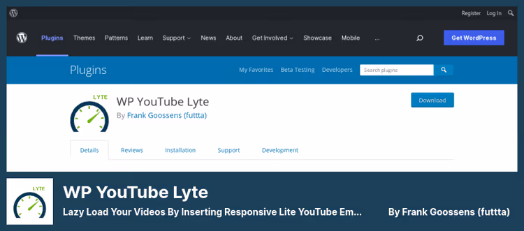 Lazy loading av YouTube med en lettvekts forhåndsvisning før klikk gjennom WP YouTube Lyte