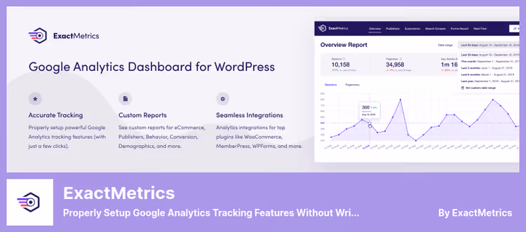 ExactMetrics-panel med Google Analytics-rapporter i WordPress