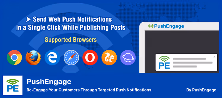 Интерфейс push-уведомлений PushEngage