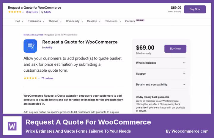 Quote request cart page in WooCommerce