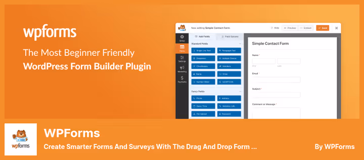 WPForms form builder with quote request template