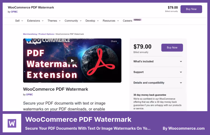 WooCommerce PDF Watermark: configuring PDF file protection with personalized watermarks