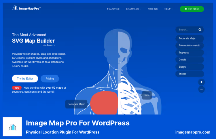Interaktivt kart med polygoner og verktøytips i Image Map Pro for WordPress