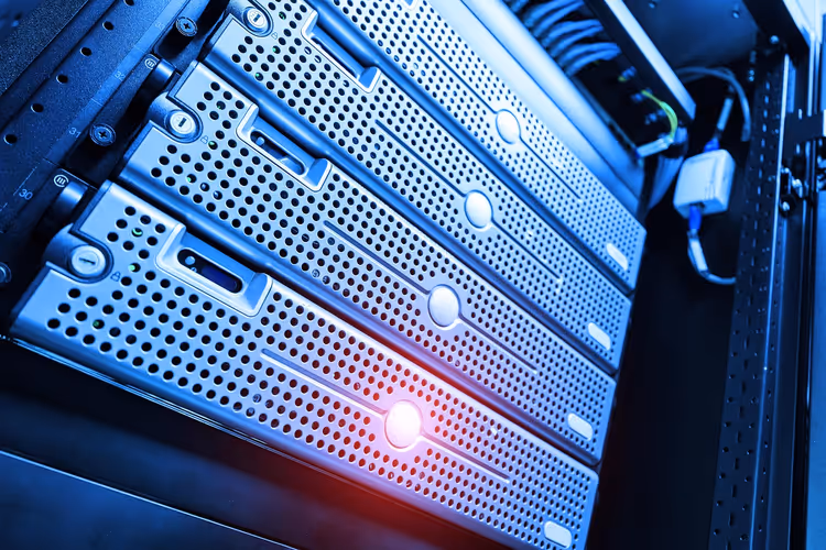 server rack in a data center
