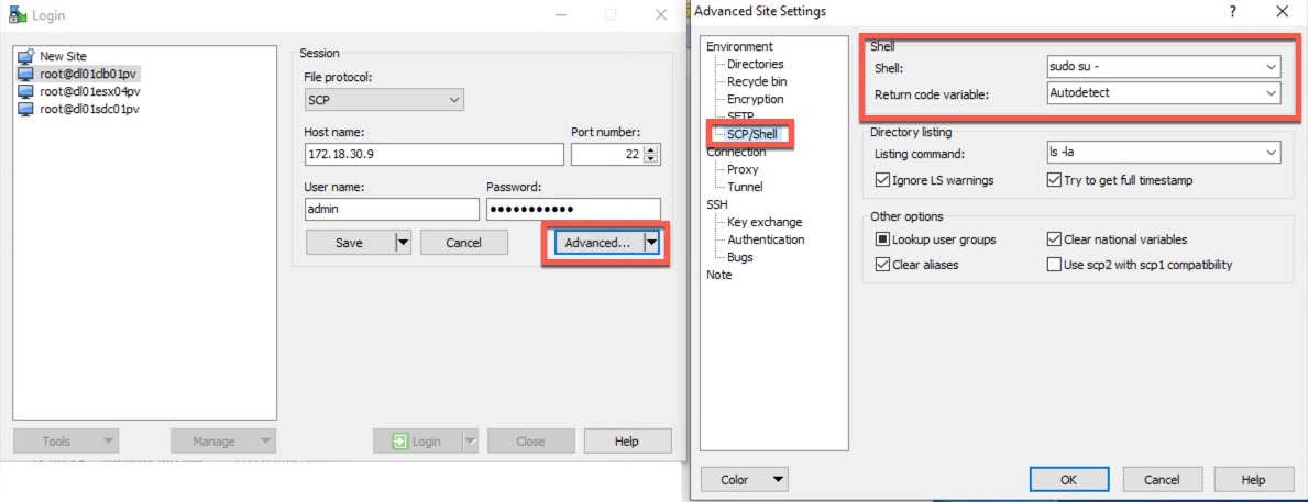 Настройка SFTP сервера в WinSCP для получения прав root
