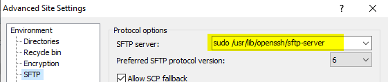 Настройки WinSCP для AWS EC2 инстанса