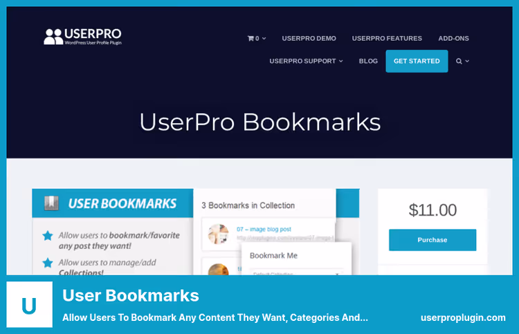 Interface de gestão de marcadores do utilizador com coleções