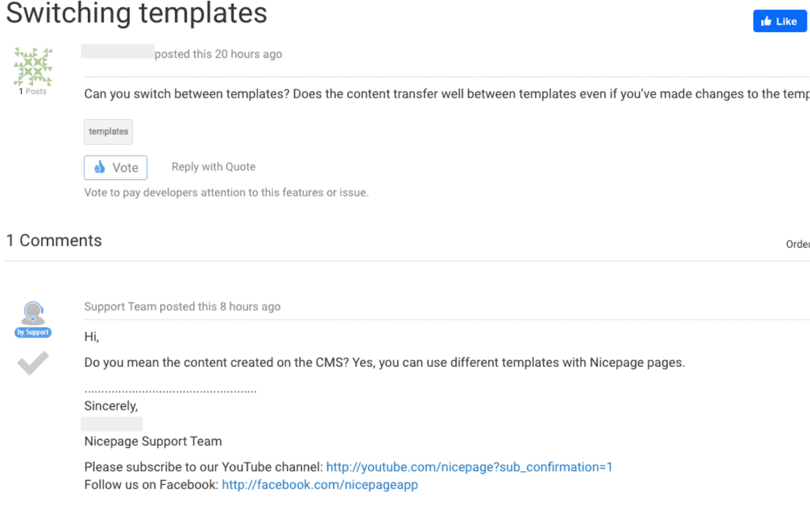 📸📸Realistic photo, a screenshot of the Nicepage community support forum, showing a list of user questions and threads📸📸 Форум поддержки Nicepage