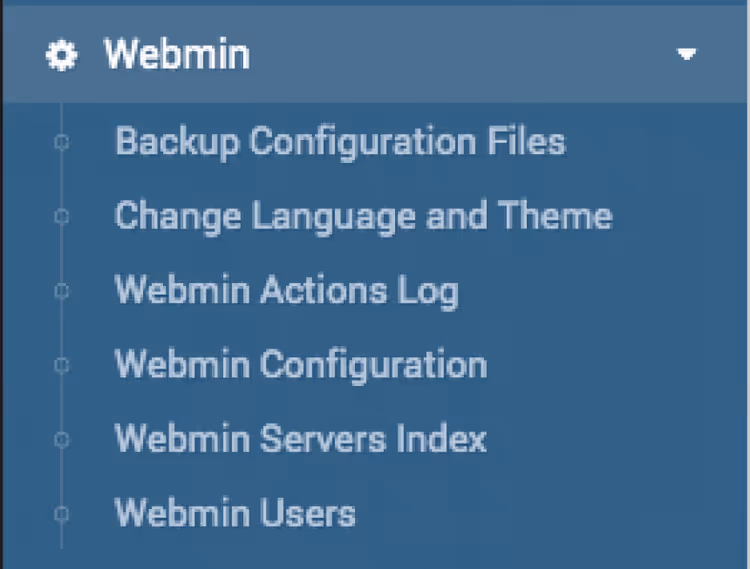 Webmin configuration page listing adjustable panel parameters